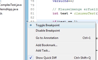 Eclipse Breakpoint setzen